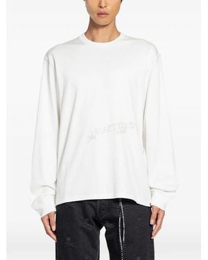 MASTERMIND WORLD Camiseta de algodón con calavera con costuras - Blanco