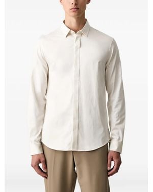 ARMANI EXCHANGE Logo-Embroidered Long-Sleeve Shirt - White