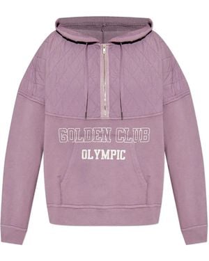 Golden Goose Quilted-Panel Half-Zip Hoodie - Purple