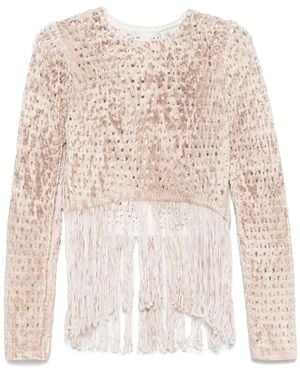 Blumarine Pullover Mit Lochstrickmuster - Natur