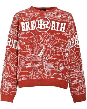 BREATH Car-Pattern Jumper - Red
