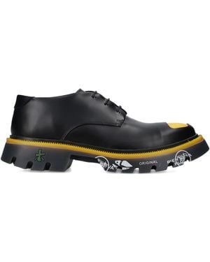 Premiata Toe Detail Lug-Sole Peckham Shoes - Black