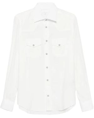 Eleventy Western-Style Panelled Shirt - White