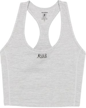 Sporty & Rich Logo-Print Racerback Sports Bra - White
