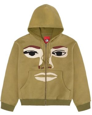 Kidsuper Face-Patchwork Zip-Up Hoodie - Green