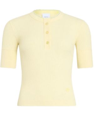 Patou Buttoned Ribbed T-Shirt - Yellow