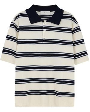 DUNST Striped Cotton Polo Shirt - Blue