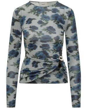 Coperni Floral-Print Long-Sleeves Top - Blue