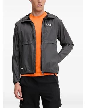 EA7 Hooded Logo Jacket - Black