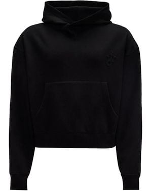 JW Anderson Logo-Embroidered Organic Cotton Hoodie - Black