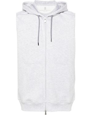 Brunello Cucinelli Cotton Blend Sleeveless Hooodie - White