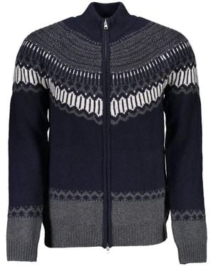 GANT Fair Isle Zip-Up Cardigan - Blue