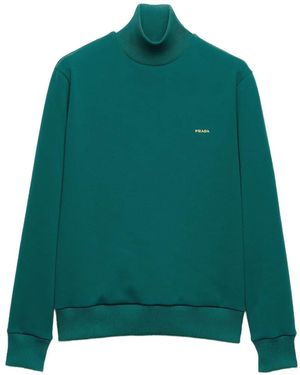 Prada Sweat Col Roulé À Logo Brodé - Green