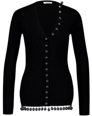 Rabanne Bead-Embellished Wool Cardigan - Black