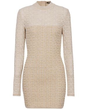 Balmain Pb Labyrinth Knit Dress - Natural
