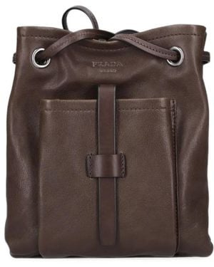 Prada Leather Mini Shoulder Bag - Marrone