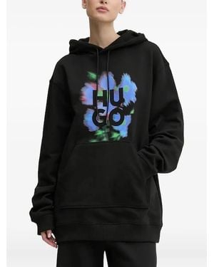 HUGO Logo-Print Hoodie - Black
