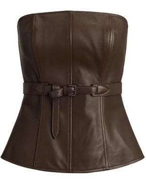 Ralph Lauren Jenevieve Leather Bustier - Brown