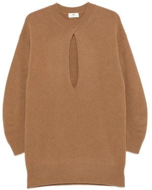 Elisabetta Franchi Cut-Out Knitted Mini Dress - Brown