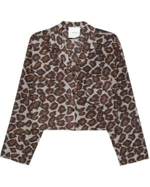 Nanushka Camisa con animal print - Marrón