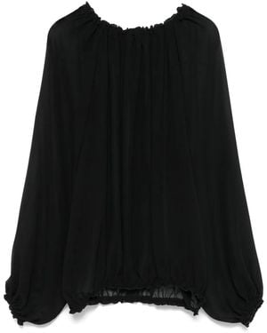Blanca Vita Blusa con ribete de volantes - Negro