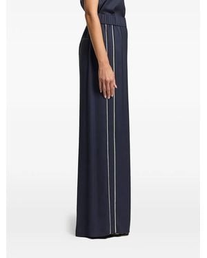 Peserico Stripe-Detail Satin Pants - Blue
