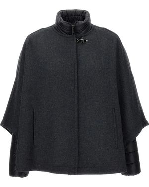 Fay Hook-Fastening Wool Cape - Black