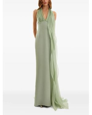 Gemy Maalouf Draped Halter-Neck Maxi Dress - Green