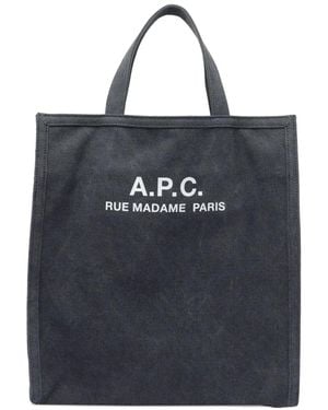 A.P.C. Recuperation Logo-Print Tote Bag - Blue