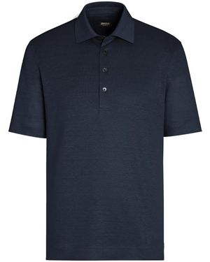 ZEGNA Linen Polo Shirt - Blue