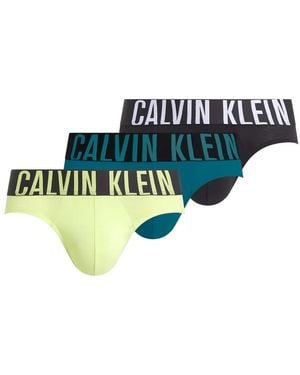 Calvin Klein Logo-Waistband Briefs (Pack Of Three) - Blue