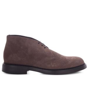 Doucal's Leather Desert Boots - Purple