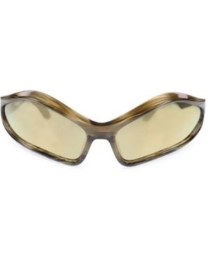 Balenciaga Fennec Oval-Frame Sunglasses - Metallic
