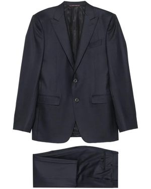 Canali Costume En Laine À Simple Boutonnage - Blue
