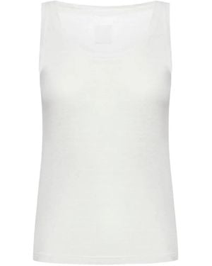 120% Lino Scoop-Neck Sleeveless Top - White