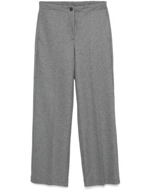 Seventy Knitted Brushed Wool Straight Trousers - Grey