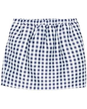 Self-Portrait Gingham Pleated Skirt - Blue