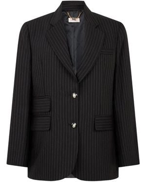 Elisabetta Franchi Stripe-Pattern Notched-Lapels Blazer - Black