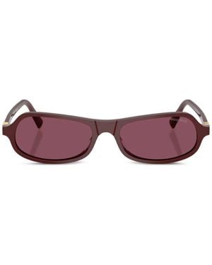 Miu Miu Logo-Plaque Rectangle-Frame Sunglasses - Purple