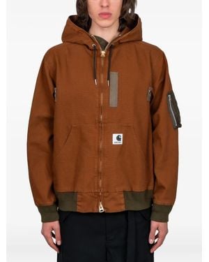Sacai X Carhartt Wip Washed Duck フーデッドジャケット - ブラウン