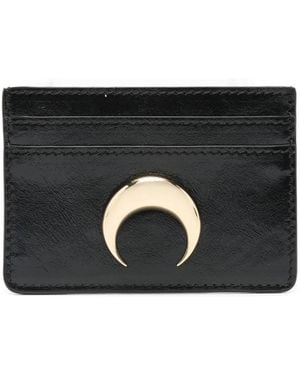 Marine Serre Smooth Leather Moon Charm Cardholder - Black