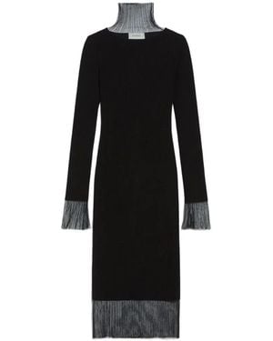 Sportmax Fringed Roll-Neck Midi Dress - Black