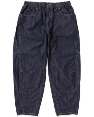 and wander Contrast-Stitch Trousers - Blue