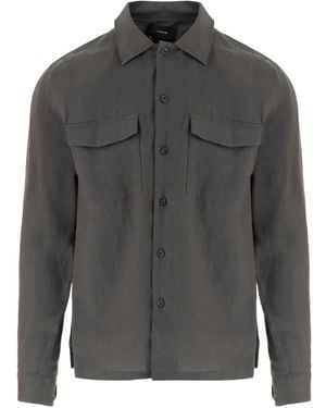 Vince Chemise En Lin À Poches Poitrine - Grey
