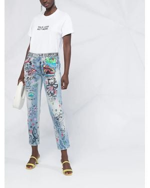 Philipp Plein Vaqueros Boyfriend Art 5 Graffiti - Azul