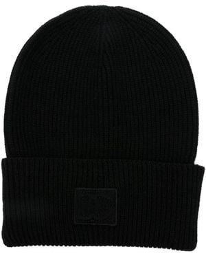 Dolce & Gabbana Ribbed Wool Beanie Hat - Black