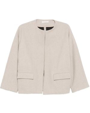 Liviana Conti Herringbone-Pattern Flap-Pocket Jacket - Natural