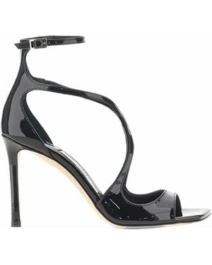 Jimmy Choo Azia 95 Patent-Leather Sandals - Black