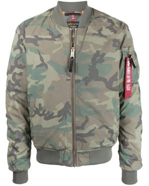 Alpha Industries Camouflage Zip-Up Bomber Jacket - Grey