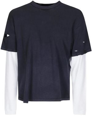 Stockholm Surfboard Club Layered Distressed T-Shirt - Blue